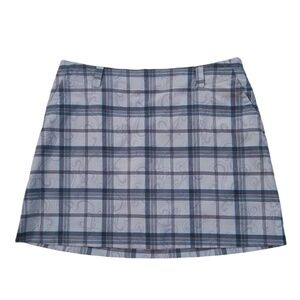 Nike Golf Gray Plaid Performance Dri-Fit Skirt Skort Size 14‎ NWOT